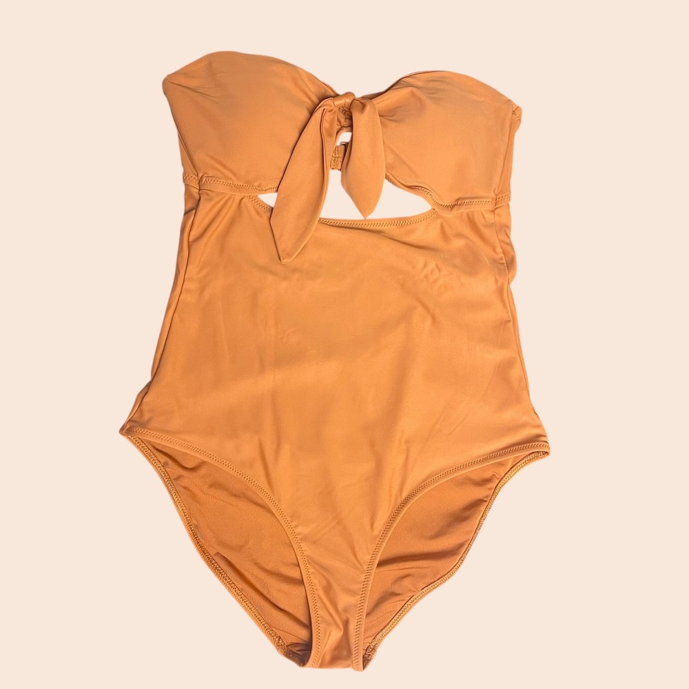 Aerie One Piece‎ Swimsuit Strapless Cutout Orange Size S